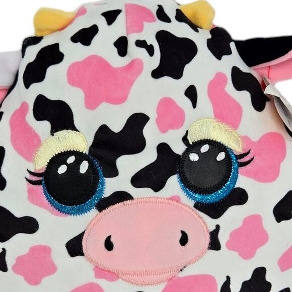 Ty Squishy Beanies Milkshake Cow Pink Black Farm Animal Plush Toy‎ Stuffed 10" - Picture 2 of 7